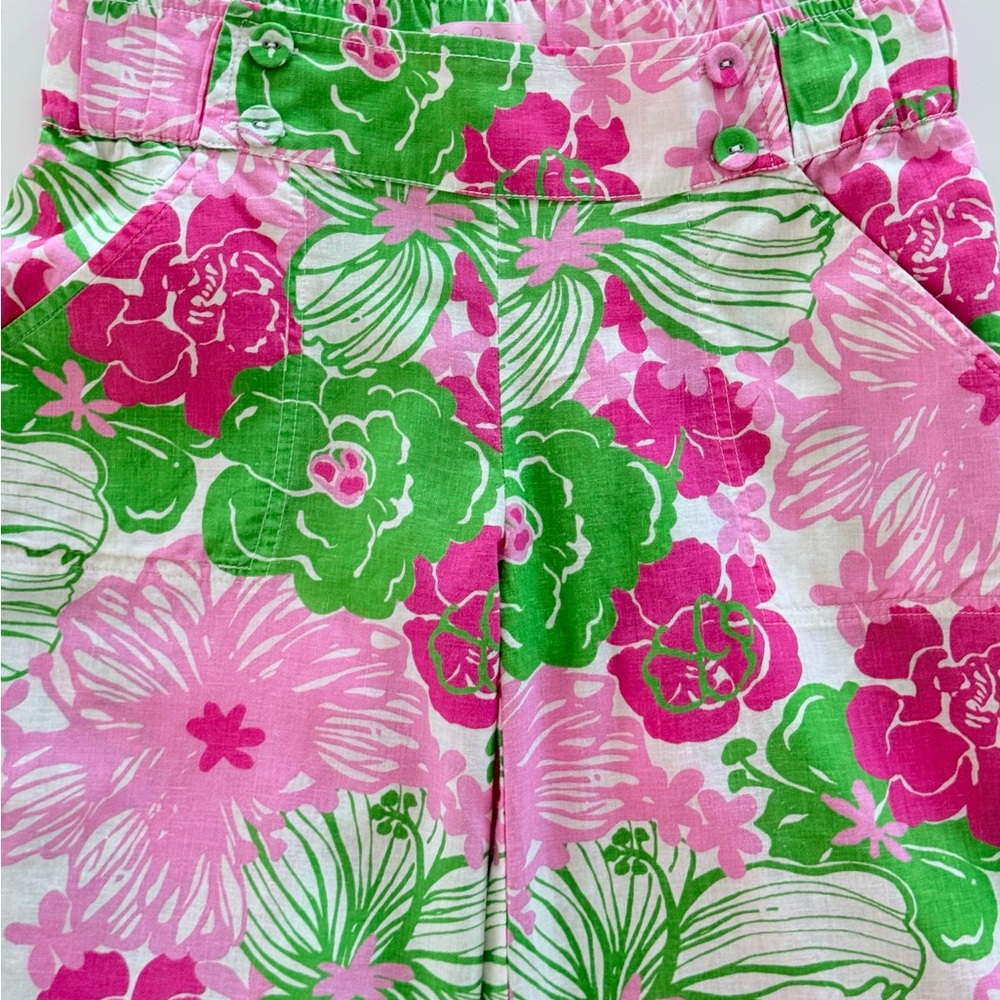 Lilly Pulitzer Floral Pink & Green & White Linen & Cotton Floral Pants‎ Size XS - Picture 10 of 10